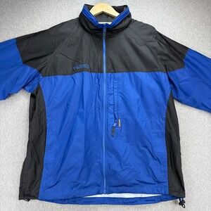 Columbia Jacket Mens Size L Blue Black Lightweight Omni tech Waterproof Packable